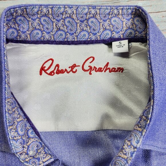 Robert Graham Mens Purple Paisley Long Sleeve Button-Down Shirt, Men's Small - Picture 7 of 13